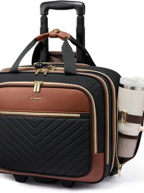 Rolling Laptop Bag for Women, Underseat Carry On Bag with Wheels | Fits 17.3 Inc